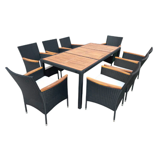 8 Seater Rattan Garden Furniture Set Dining Table Chairs Set Cushion Outdoor