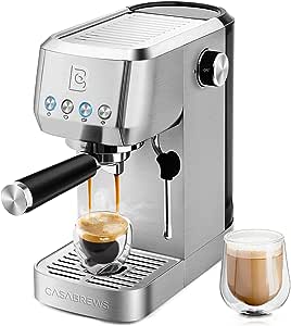 CASABREWS Espresso Machine 20 Bar, Professional Espresso Maker Cappuccino Machine with Steam Milk Frother, Stainless Steel Espresso Coffee Machine