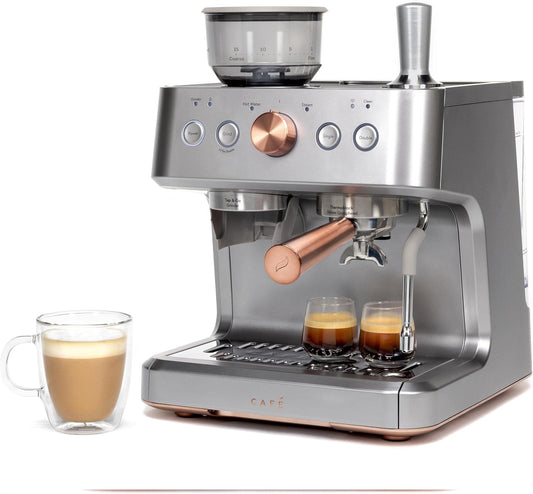 Café Bellissimo Semi Automatic Espresso Machine + Milk Frother | WiFi Connected, Smart Kitchen Essentials | Built-In Bean Grinder, 15-Bar Pump
