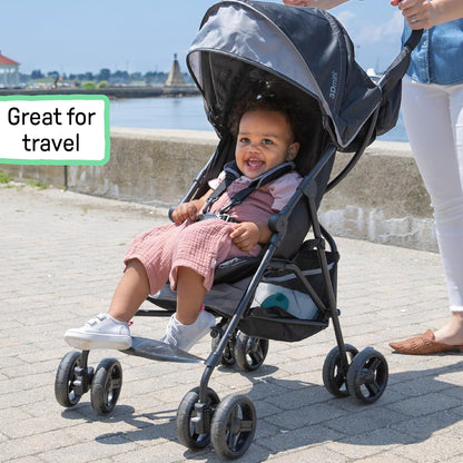 , 3D Mini Convenience Stroller – Lightweight Stroller with Compact Fold Multiposition Recline Canopy with Pop Out Sun Visor and More – Umbrella Stroller for Travel and More, Gray