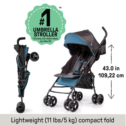 , 3D Mini Convenience Stroller – Lightweight Stroller with Compact Fold Multiposition Recline Canopy with Pop Out Sun Visor and More – Umbrella Stroller for Travel and More, Gray