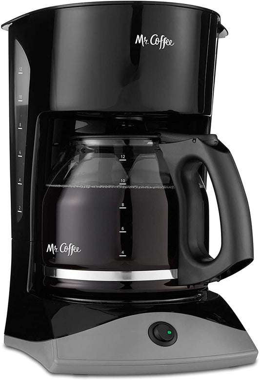 Black Coffee Maker, 12 Cups, with Auto Pause and Glass Carafe, Perfect for Home and Office Use