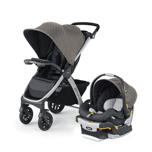 Bravo 3-In-1 Trio Travel System, Bravo Quick-Fold Stroller with Keyfit 30 Infant Car Seat and Base, Car Seat and Stroller Combo | Calla/Grey