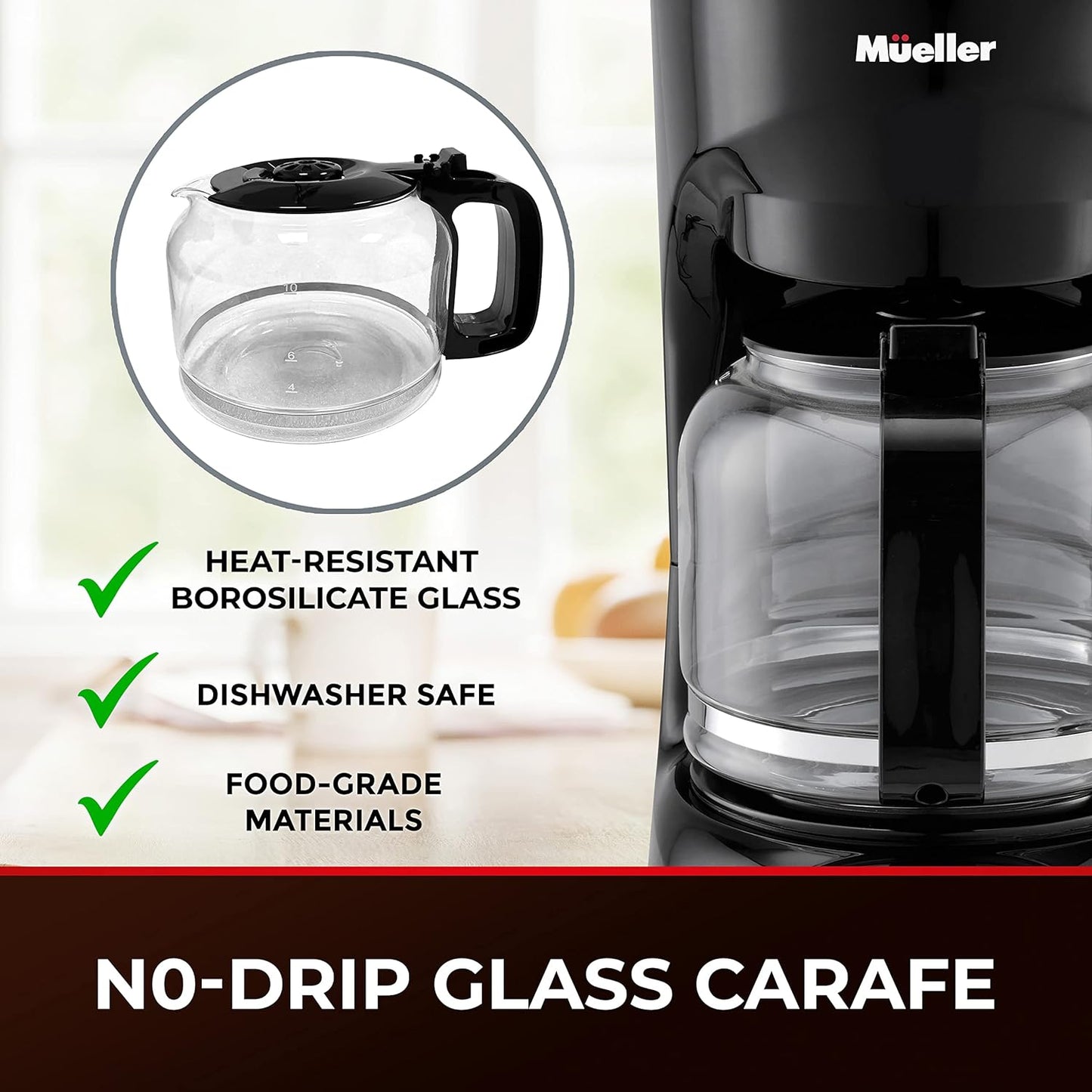 12-Cup Drip Coffee Maker Machine with Anti-Drip System, Permanent Filter, Glass Carafe, and Auto Keep Warm Function