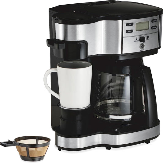 2-Way 12 Cup Programmable Drip Coffee Maker & Single Serve Machine, Glass Carafe, Auto Pause and Pour, Black (49980R)