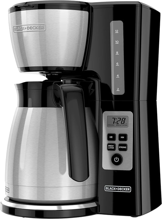 12 Cup Thermal Programmable Coffee Maker with Brew Strength and VORTEX Technology, Black/Steel, CM2046S